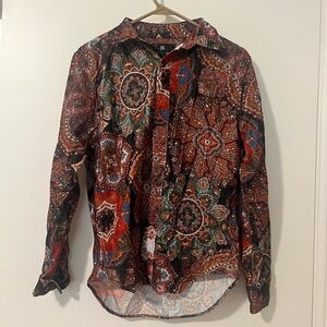 Banana Republic Red and Brown Paisley Shirt